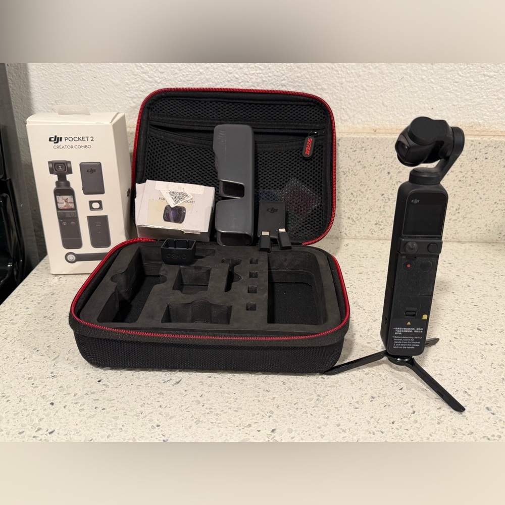 DJI Pocket 2 Creator Combo with Black and Red Carry Case Accents
